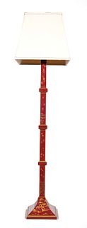 Vintage Chinese Red Lacquer Floor Lamp