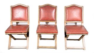 Group of Three Vintage Naugahyde Folding Chairs