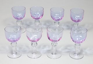 Group of Eight Vintage Lavender Glass Goblets