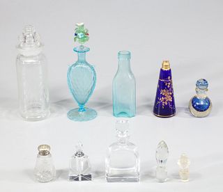 Group of Eleven Vintage Glass Bottles and Stoppers