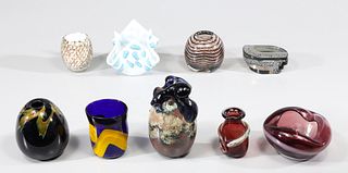 Group of Nine Vintage Fine Art Glass Vessels