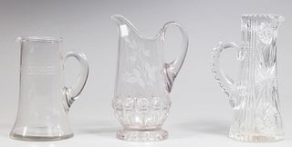 Group of Three Antique Glass Pitchers