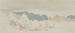 T. WEBER (1813-1875), Forest landscape with groups of trees, Pencil