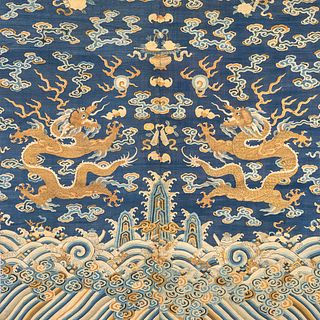 A CHINESE KE SI 'DRAGON' EMBROIDERY HANGING SCREEN
