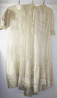 Three Ca. 1900 Victorian White Sheer Cotton Dresses