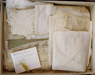 Group Of Antique Lace Veils, Fragments And Cape