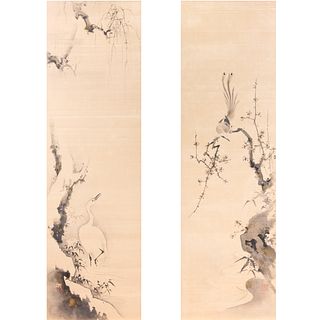 A PAIR OF CHINESE FRAME PAINTINGS OF FLOWER AND BIRD 