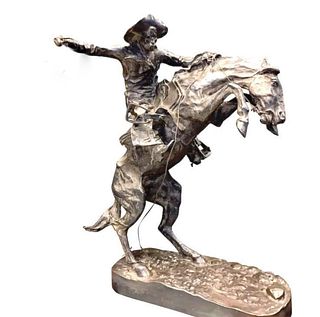 Frederick Remington- Silver Plated Sculpture "The Broncho Buster"