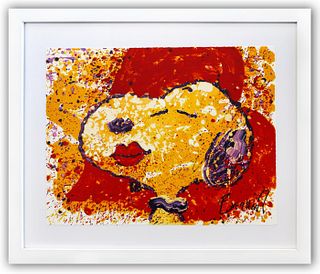 Tom Everhart- Hand Pulled Original Lithograph "Kiss is just a Kiss"