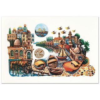 Amram Ebgi, "City of Jaffa" Limited Edition Lithograph, Numbered and Hand Signed with Letter of Authenticity.