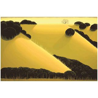 Eyvind Earle (1916-2000), "Golden Hills" Estate Limited Edition Serigraph on Paper with Certificate of Authenticity.