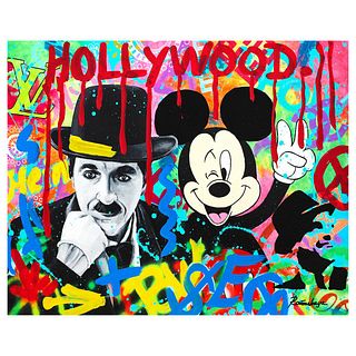 Nastya Rovenskaya- Mixed Media "Chaplin & Mickey Mouse"