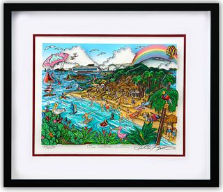 Charles Fazzino- 3D Construction Silkscreen Serigraph "Our Caribbean Vacation (Red)"