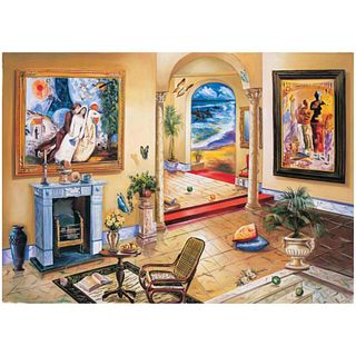 Alexander Astahov, "Interior with Chagall" Hand Signed Limited Edition Giclee on Canvas with Letter of Authenticity.