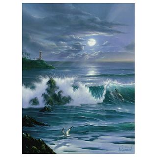 Jim Warren, "Moonlit Romance" Hand Signed, Artist Embellished AP Limited Edition Giclee on Canvas with COA