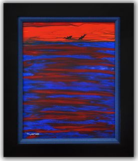 Wyland- Original Painting on Canvas "Red Sky"