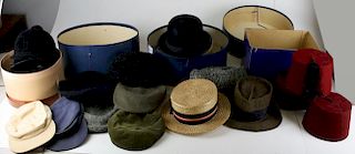 Lot Of Men'S Hats Incl. Wool Felt Bowler Hat And Straw