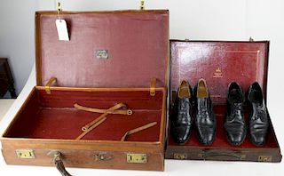 Two Leather Suitcases By Peal & Co. London For