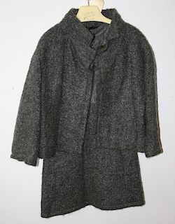 Vintage 1960'S Charcoal Gray Wool Boucle Women'S  Coat