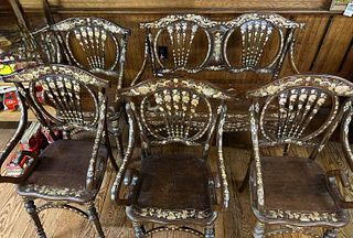 Remarkable Set of 6 Turn-of-the Century Chinese Antique Dining Room Chairs