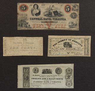 VIRGINIA OBSOLETE CURRENCY / NOTES, LOT OF FOUR