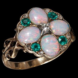 VICTORIAN OPAL AND DIAMOND RING