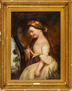 Renshaw, 19th Oil On Canvas,  19th.c., Girl With Mirror, H 31" W 22.5"