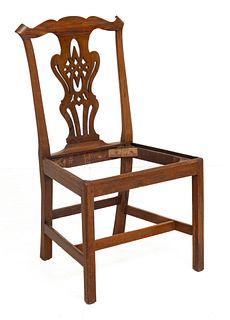 Chinese Chippendale Style Mahogany Side Chair,  1900, H 38.5" W 21"