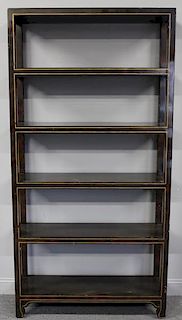 Asian Modern Lacquered And Gilt Decorated Etagere