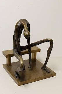 YAZBEK, Charlotte. Bronze Sculpture "Broken Man"