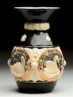 Large Schiller Decorative Vase With Swans.