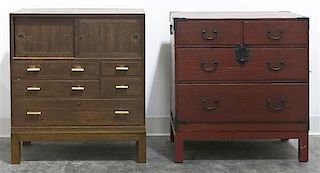 Two Japanese Chests, Height of first 27 x width 24 x depth 12 inches.