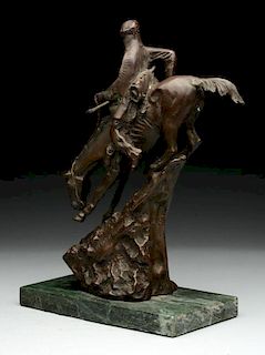 1974 Remington Bronze of Mountain Man Riding Horse.