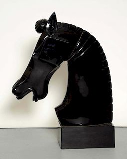 Black Murano Glass Horse Head.