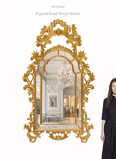 A Large 19th Century French Figural Giltwood Wall Mirror