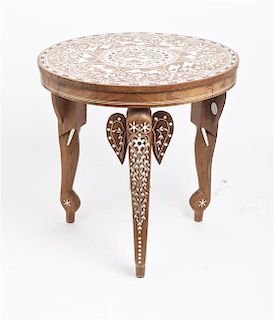 An Anglo-Indian Inlaid Side Table, Height 16 1/4 inches.