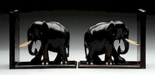 Pair of Elephant Carved Bookends.