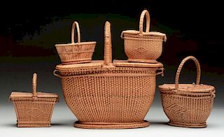 Lot Of 5: Woven Baskets.