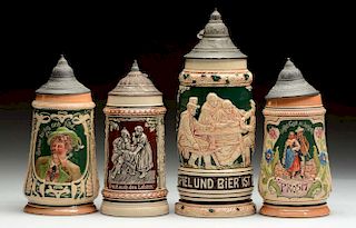 Lot Of 4: Vintage German Beer Steins.