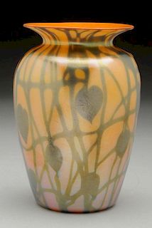 Quezal Hearts and Vines Vase.