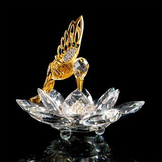 Swarovski Silver Crystal Figurine, Gold Hummingbird
