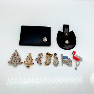 9pc Swarovski Crystal Brooches, Keychain and Wallet