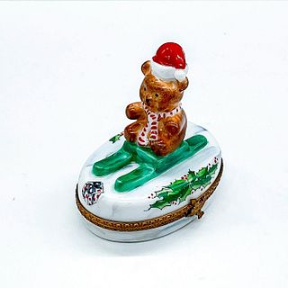 Dubarry Limoges Porcelain Charm Box, Bear Skiing