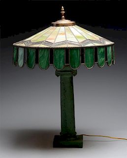 Mission Style Leaded Glass Lamp.