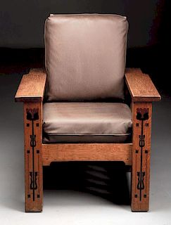 Rare Shop of the Crafters Inlaid Morris Chair.