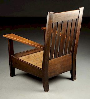 Early Stickley Bros. Fixed Back Armchair.