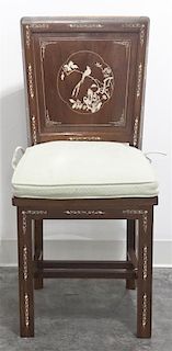 A Bone Inlaid Chinoiserie Style Side Chair, Height 35 7/8 inches.