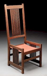 Gustav Stickley Tall Back Spindle Chair No. 374.