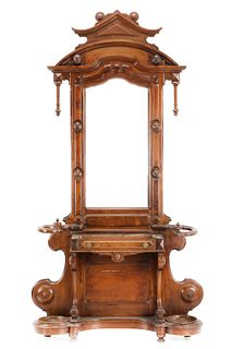 1860-1890s Rococo Style Carved Wood Hall Tree