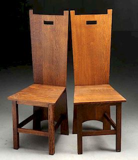 Pair of Prairie Style Plank Chairs with Cutouts.